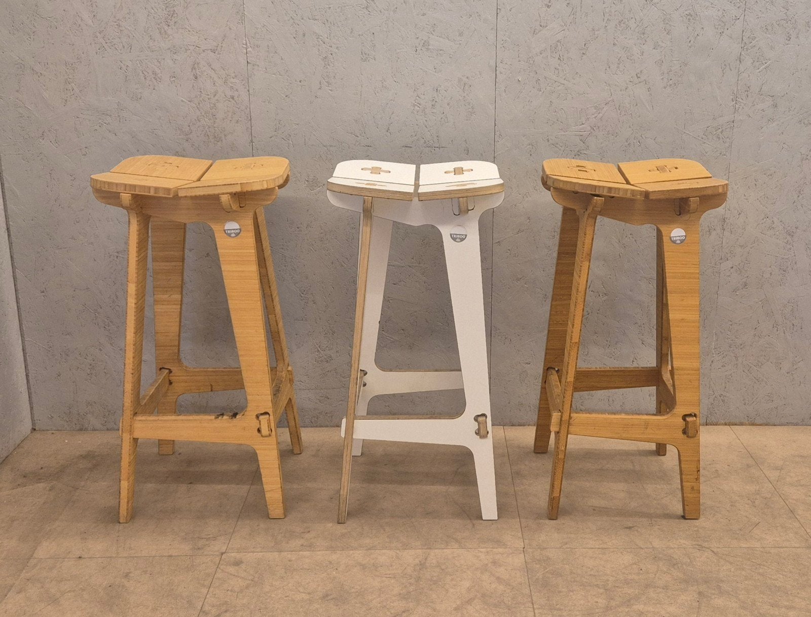 Triboo design barkrukken bamboe – set van 3, Huis en Inrichting, Ophalen, Gebruikt, Met voetsteun, 60 tot 90 cm