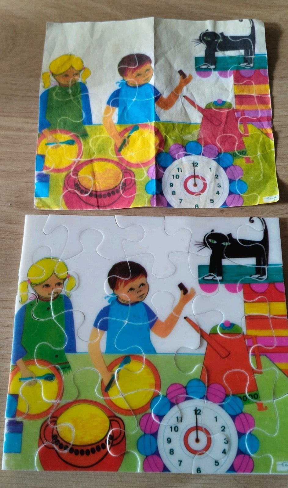 Vintage kunststof kinderpuzzel met 20 stukjes, Verzenden, Gebruikt