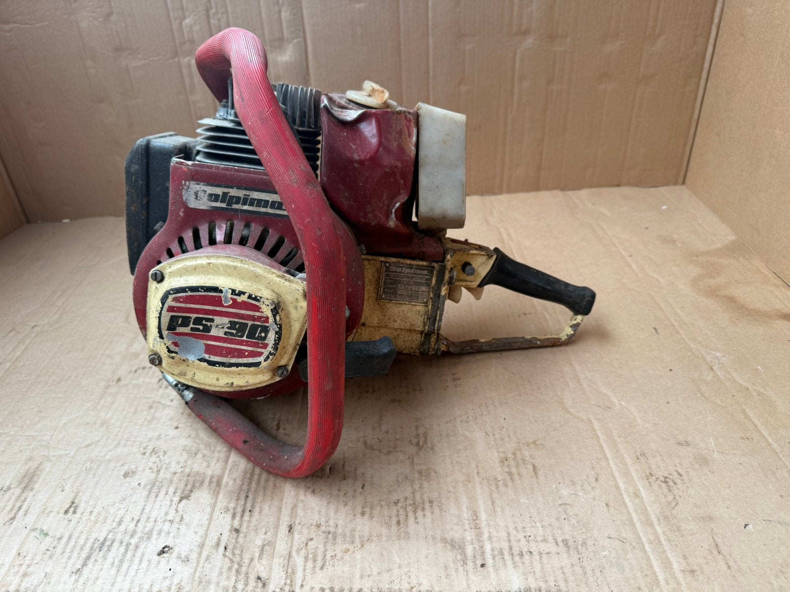 Vintage Dolpima PS90 kettingzaag, Tuin en Terras, Ophalen of Verzenden, Gebruikt