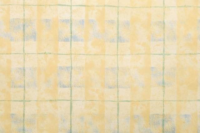 12498 Vintage Schots ruitjes behang geel blauw swiet, Ophalen of Verzenden, Blauw