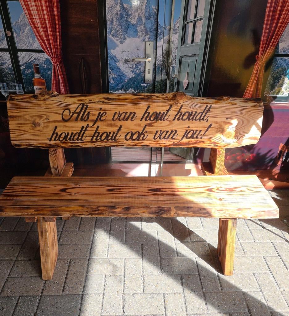 Houten tuinbank van Douglas  'Als je van hout houdt,....', Tuin en Terras, Picknicktafels, Ophalen, Nieuw, Rechthoekig, Hout