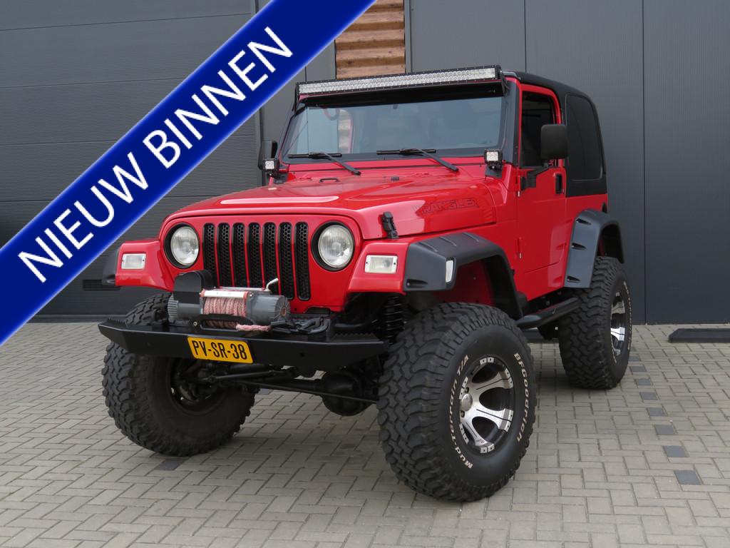 Jeep Wrangler 2.5i 4WD Automaat Softtop Nieuwstaat Incl Hard, Auto's, Zwart, Cabriolet, 122 pk, Leder