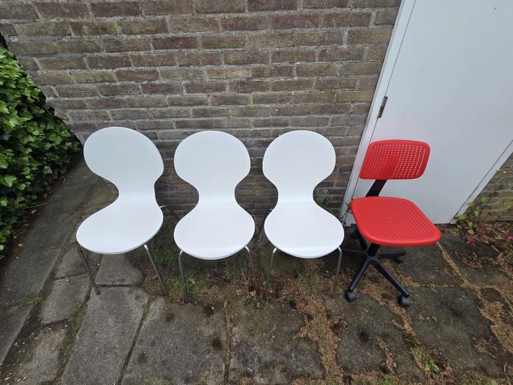 Eetkamerstoelen, Huis en Inrichting, Ophalen, Gebruikt, Hout, Vier