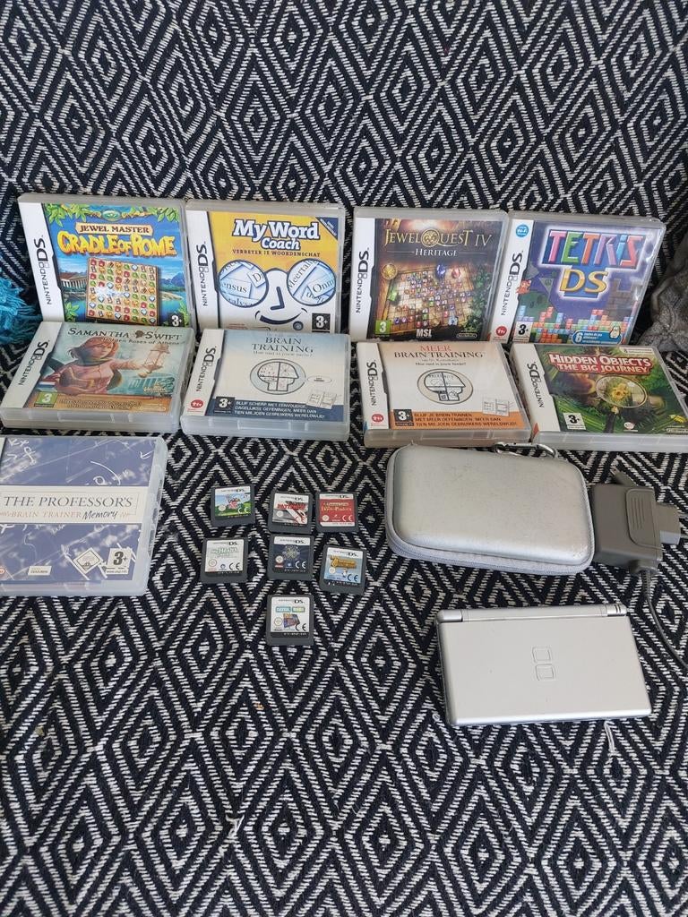 Nintendo DS Lite Zilver met 16 spellen compleet., Ophalen