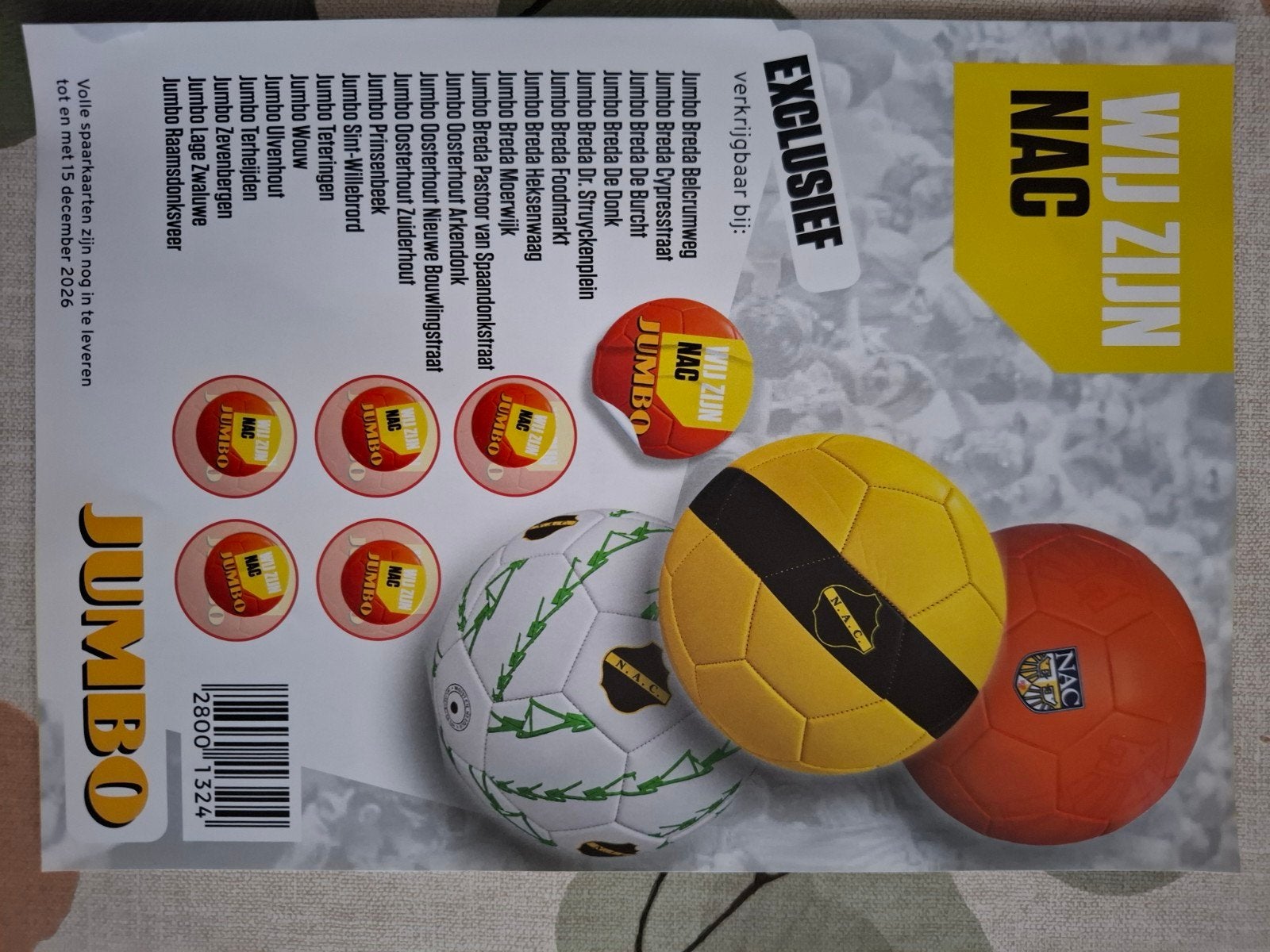 spaarkaart voor NAC bal, Verzamelen, Jumbo, Ophalen of Verzenden