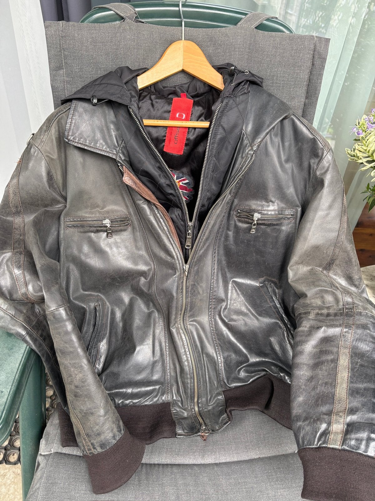 Mooie leren jas met binnenjas/bodywarmer - XL - merk: Offset, Ophalen, Bruin, Maat 56/58 (XL), Zo goed als nieuw