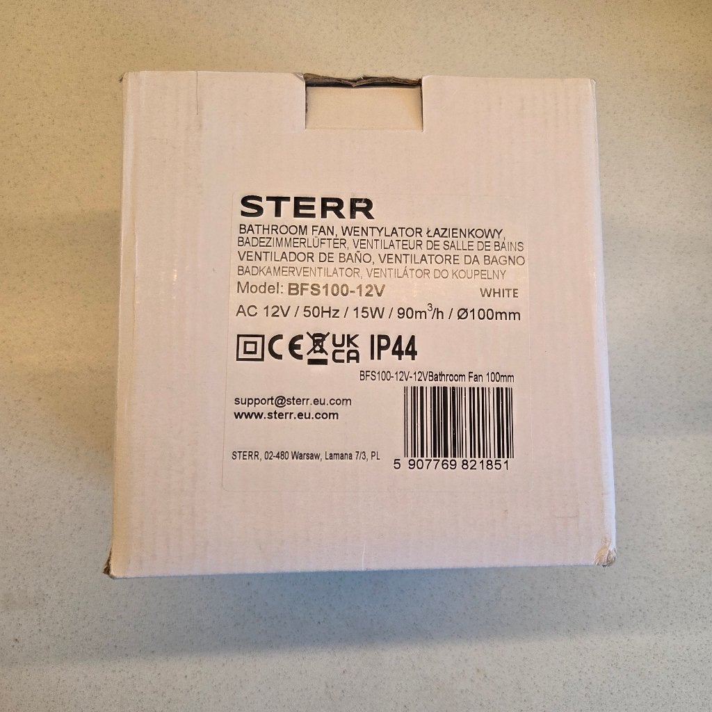 Sterr Badkamer ventilator 12V, Ophalen of Verzenden, Nieuw, Plafondventilator