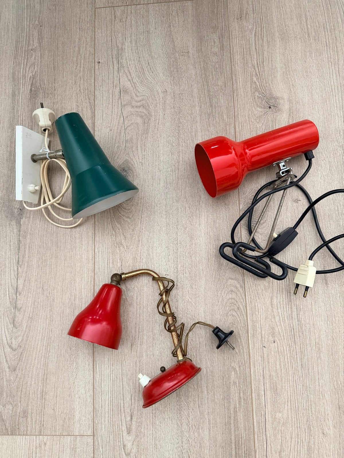 Vintage wandlampen en klemlampen (set van 3), Ophalen of Verzenden