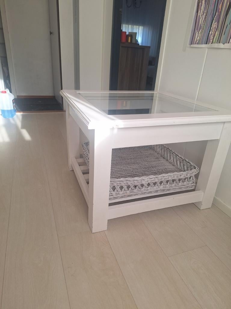 Witte salontafel, Huis en Inrichting, Tafels | Salontafels, Gebruikt, 100 tot 150 cm, Vierkant, Minder dan 50 cm