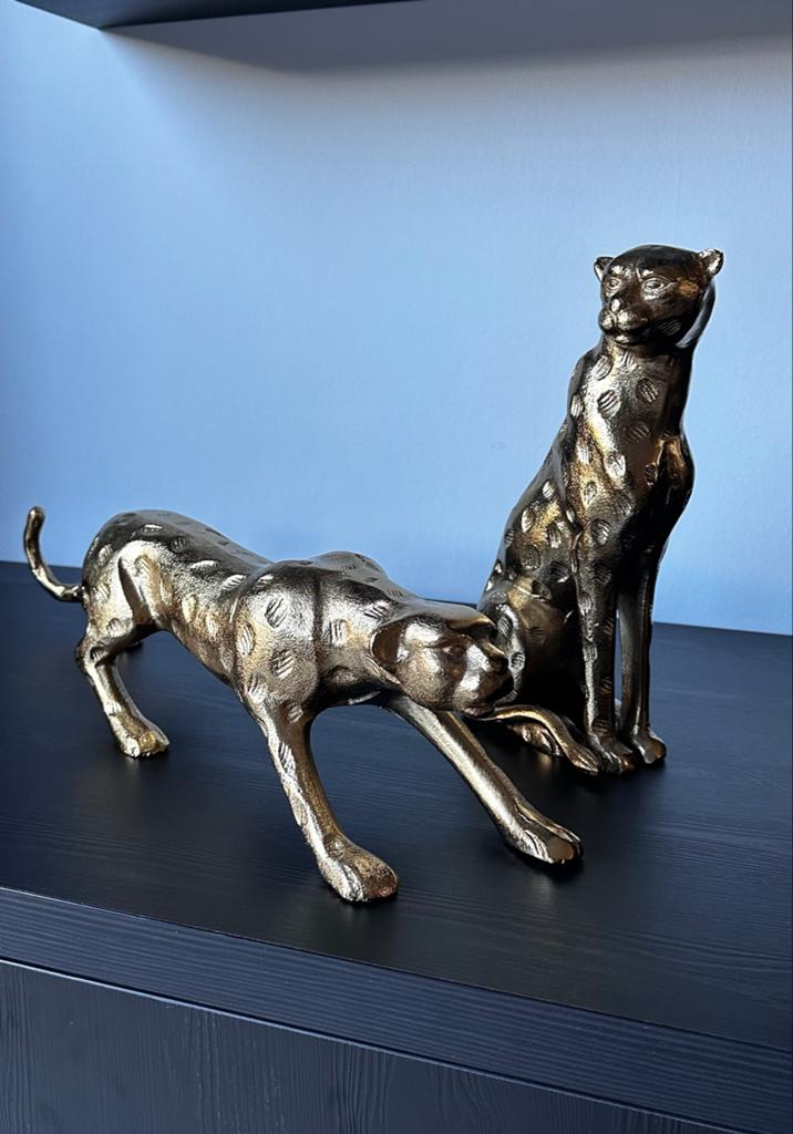 Gouden Panter Beelden - Set van 2, Ophalen of Verzenden, Zo goed als nieuw, Goud, Metaal