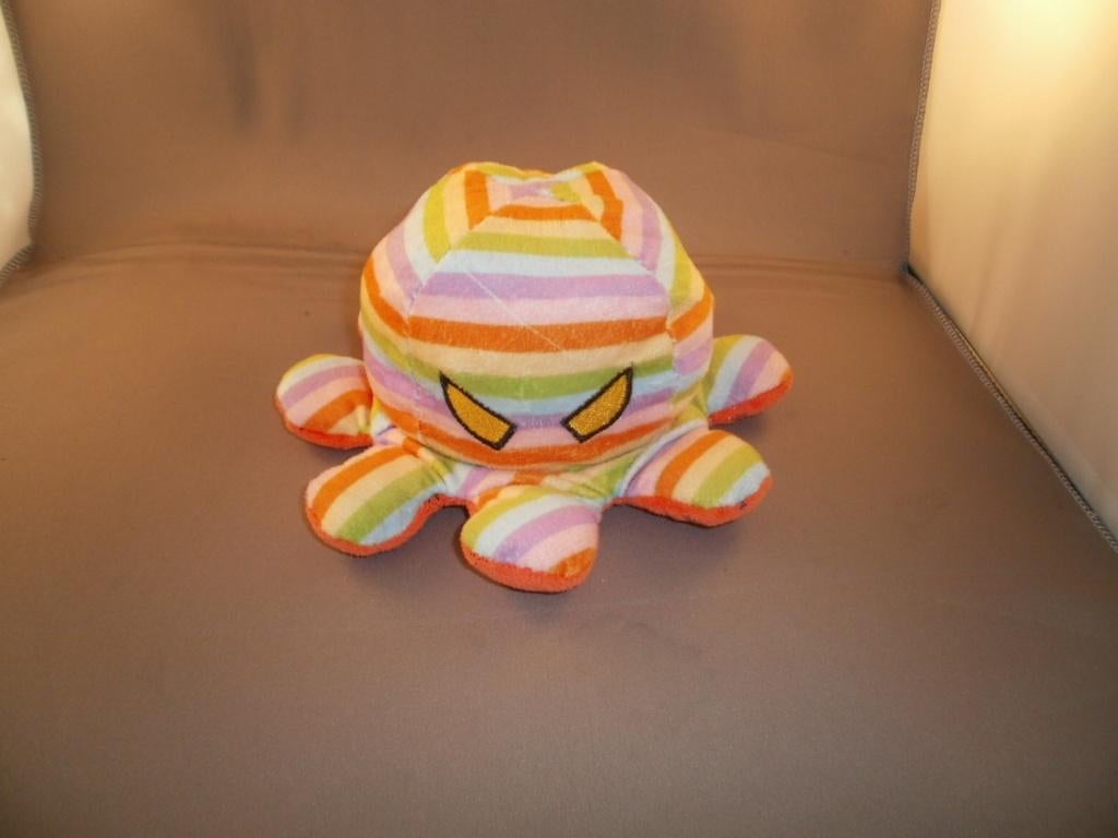 octopus omkeerbare gestreept en oranje glitter 17 cm, Kinderen en Baby's, Speelgoed | Knuffels en Pluche, Oranje, Overige typen