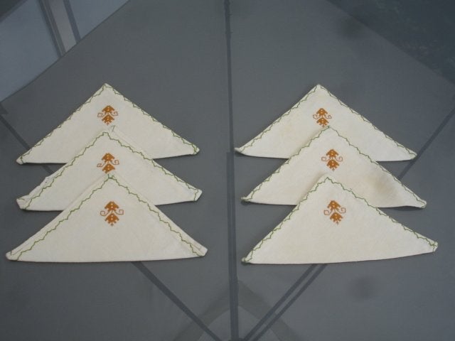 Linnen servetten (6 st.), goede kwaliteit, sierlijk motief!, Linnen, Overige kleuren, Overige merken, Ophalen of Verzenden