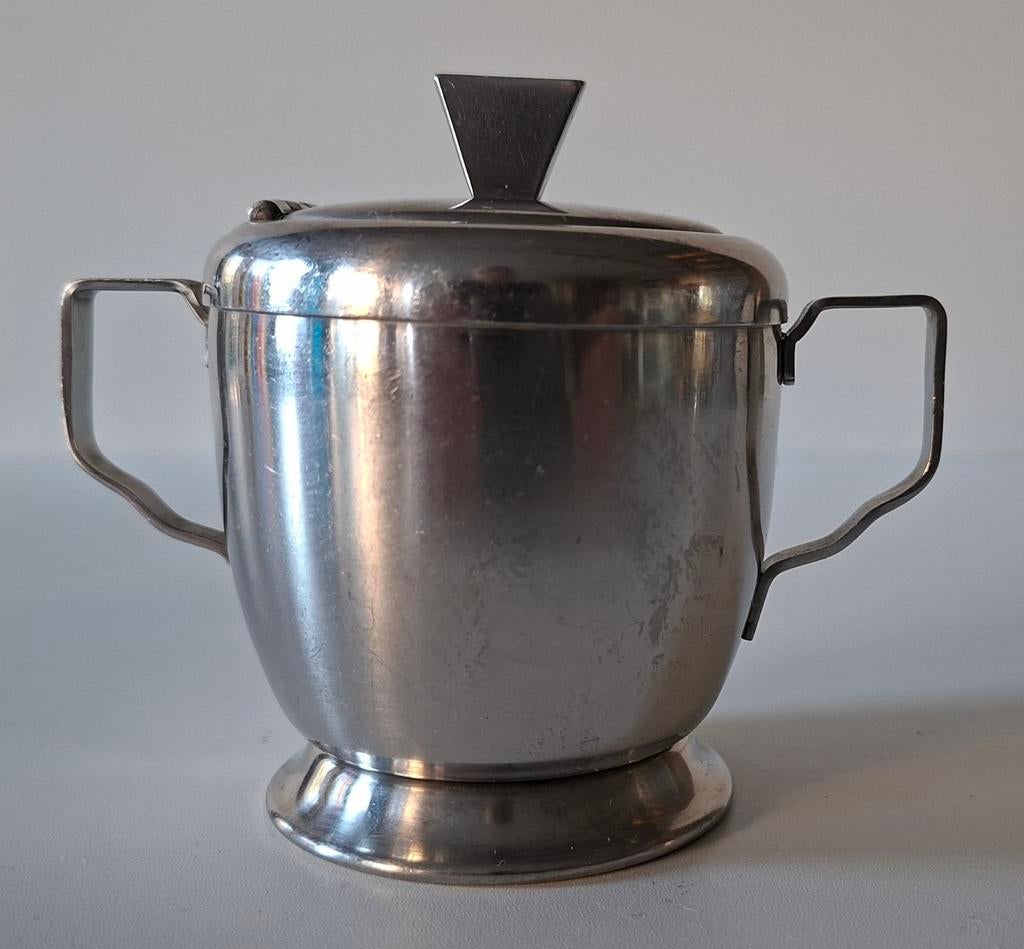 Gero Zilmeta rvs Suikerpotje met vaste deksel., Antiek en Kunst, Ophalen of Verzenden