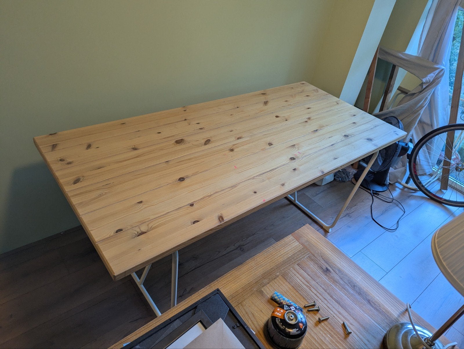 Massief houten Ikea tafelblad, Huis en Inrichting, Tafels | Eettafels, Ophalen, Gebruikt, 50 tot 100 cm, 150 tot 200 cm