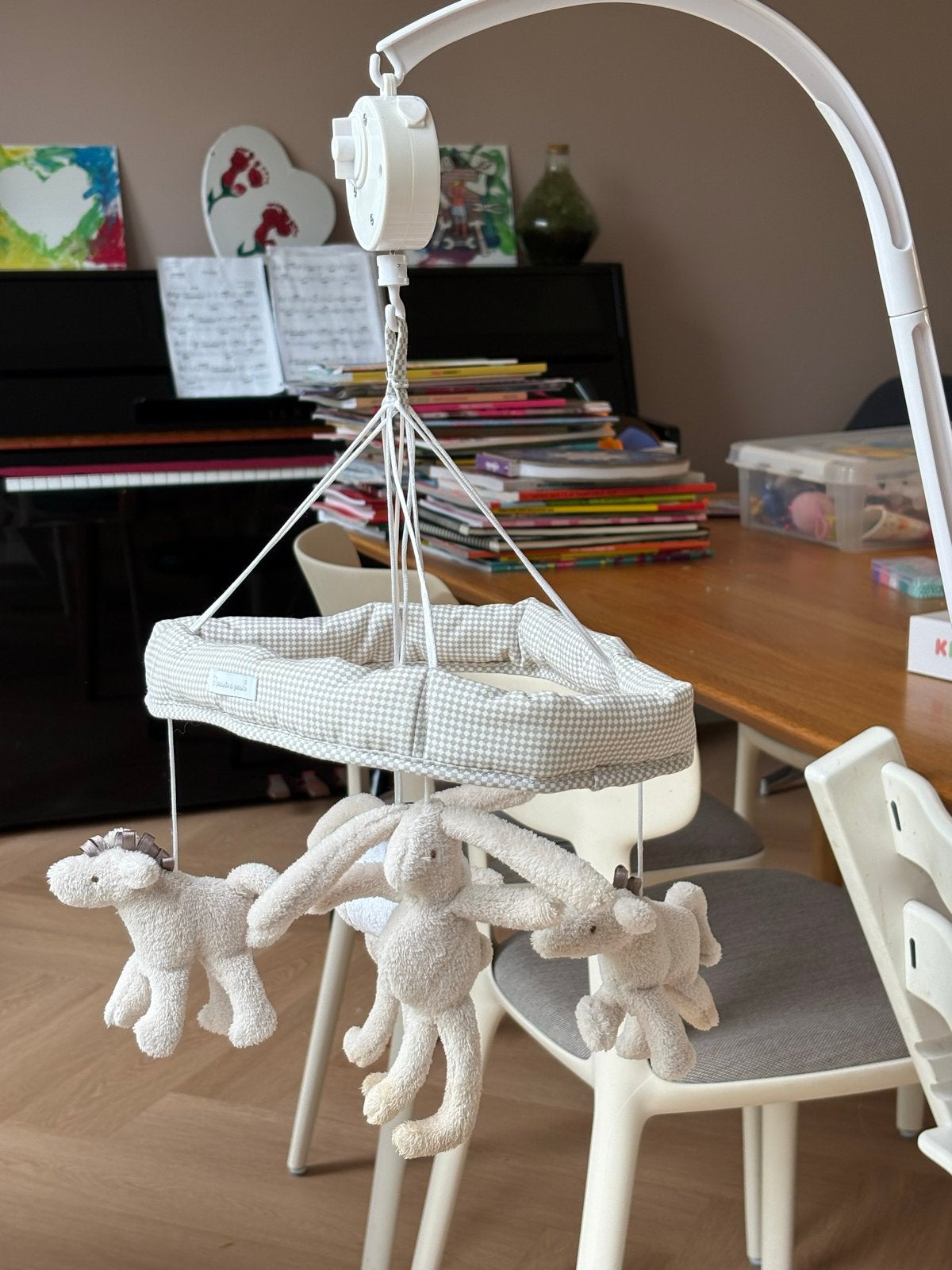 Muziek Mobiel met knuffels voor box, Kinderen en Baby's, Speelgoed | Babyspeelgoed, Ophalen, Gebruikt, Mobiel, Met geluid