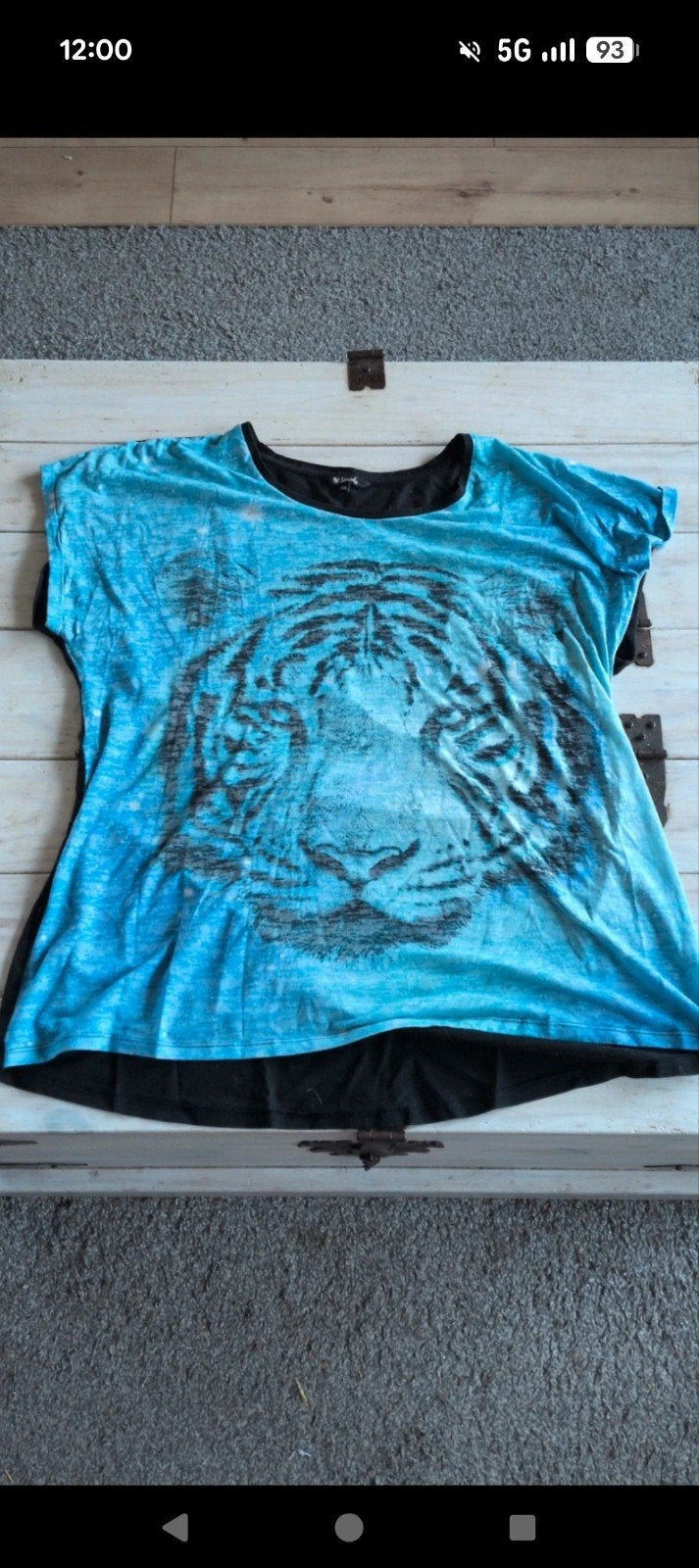 Shirt met tijger, Blauw, Maat 46/48 (XL) of groter, Ophalen of Verzenden, Zo goed als nieuw