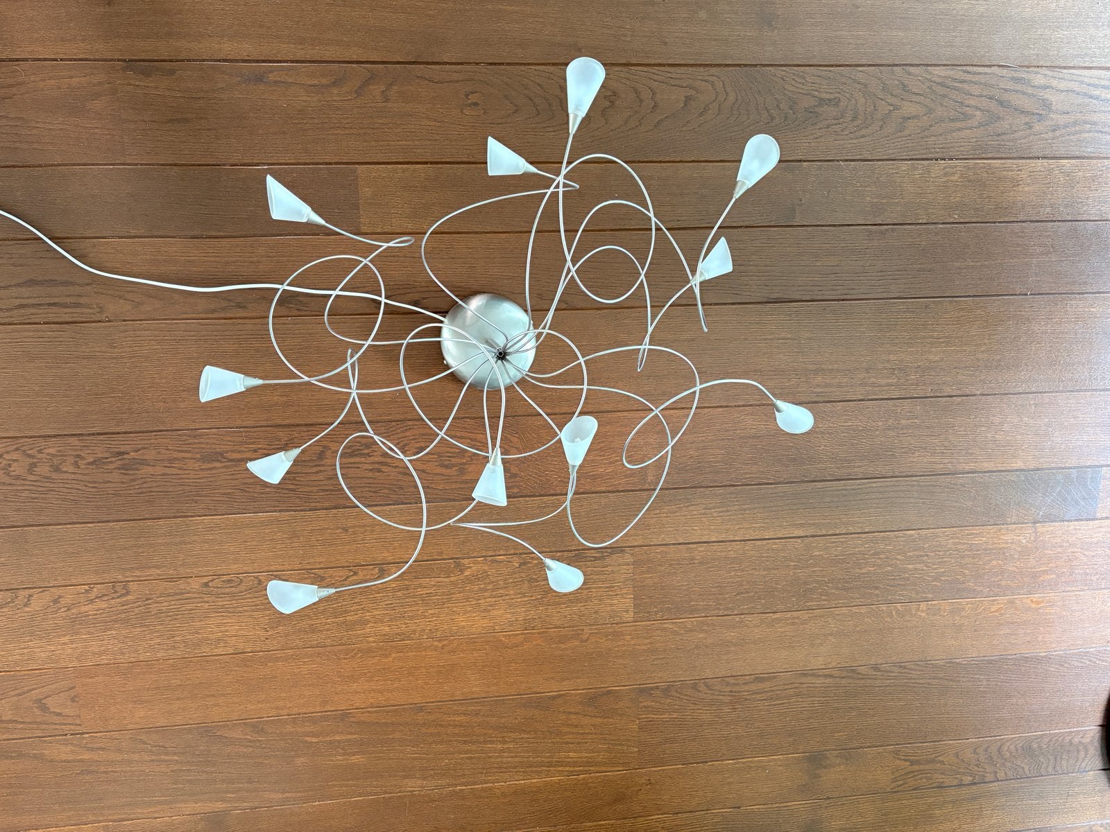 Moderne design lamp, plafondlamp, zilverkleurig., Ophalen, Gebruikt, Metaal