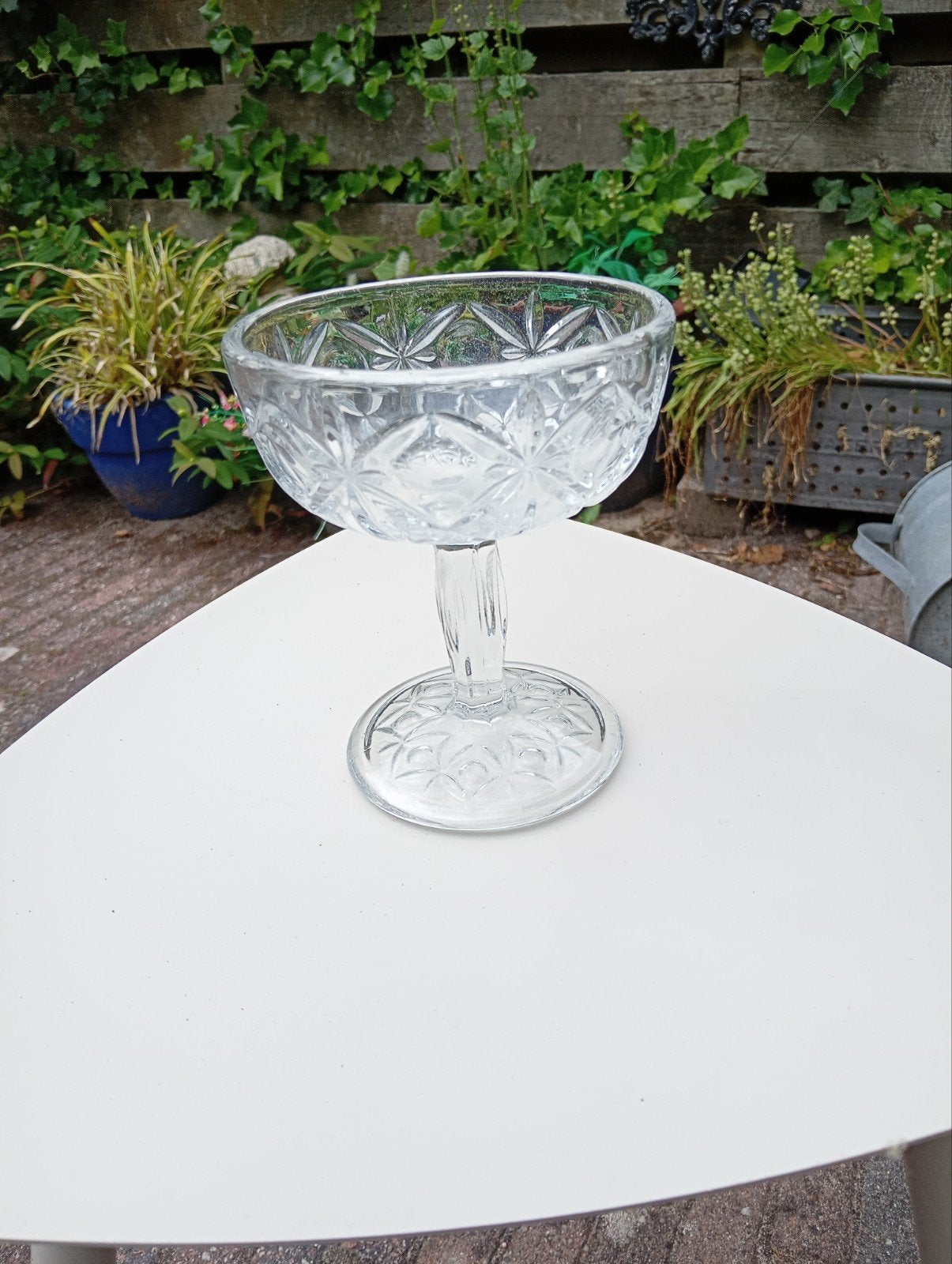 Vintage Glazen Coupe Schaaltje - Dessert of Decoratie, Antiek en Kunst, Antiek | Glas en Kristal, Ophalen of Verzenden
