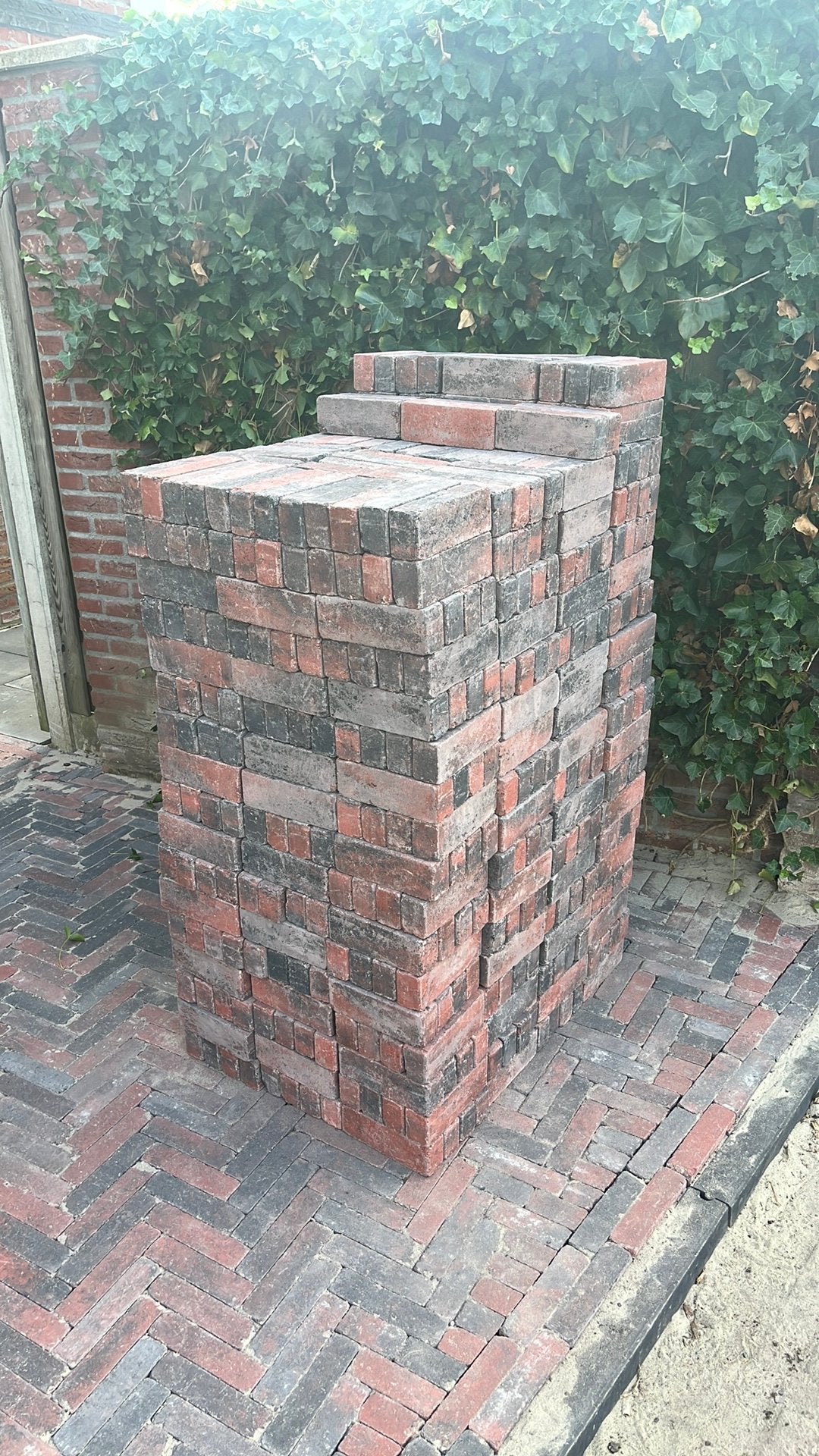 8m2 nieuw Tambour Klinkers 20x5x7 cm Rood-zwart, Tuin en Terras, Klinkers, Nieuw, Ophalen of Verzenden, 10 m² of meer
