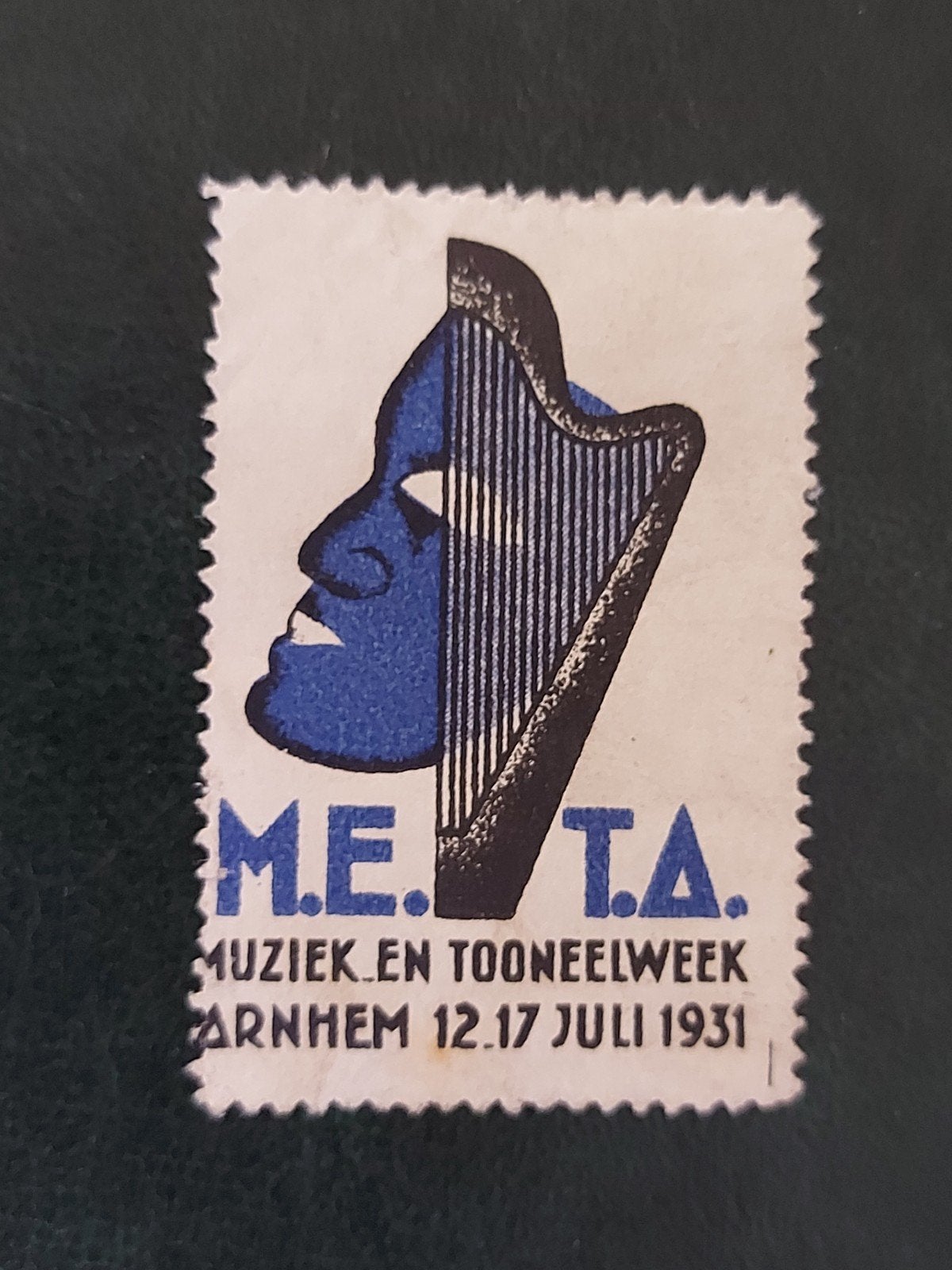 Sluitzegel M.E.T.A. Muziek en Toneelwerk Arnhem 1931, Verzenden, Gebruikt, Overige typen