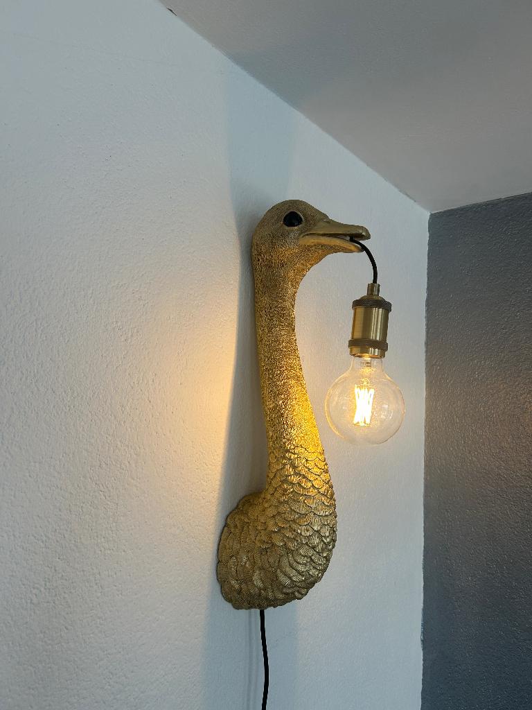 Struisvogel hanglamp Goudkleurig, Ophalen, Zo goed als nieuw, Goud, 50 tot 75 cm