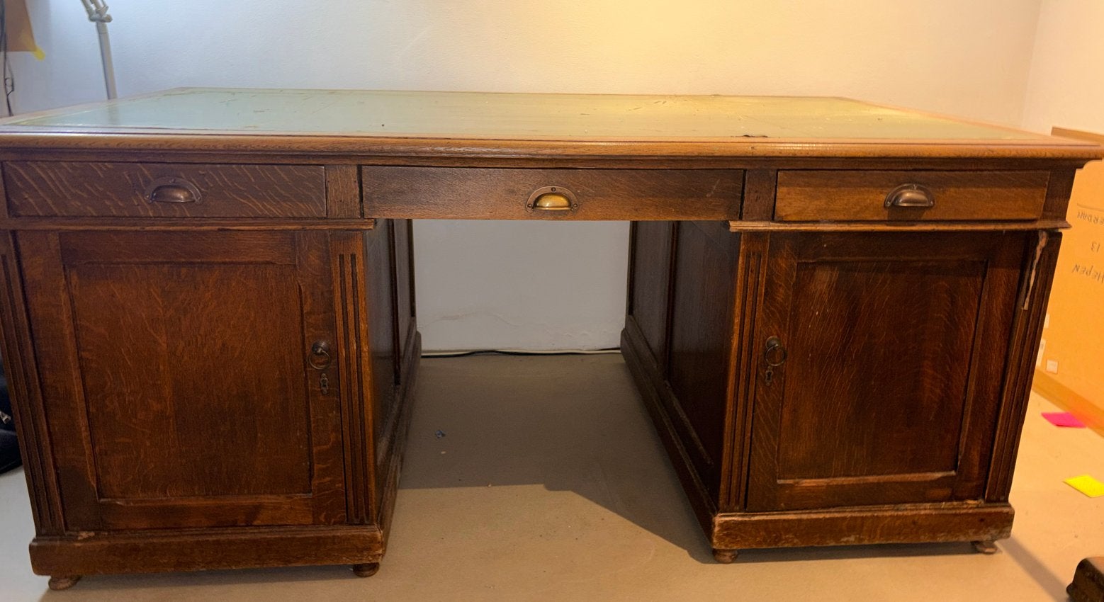 Vintage Eiken Partner Bureau - Demontabel 180 x 110 x 75, Ophalen