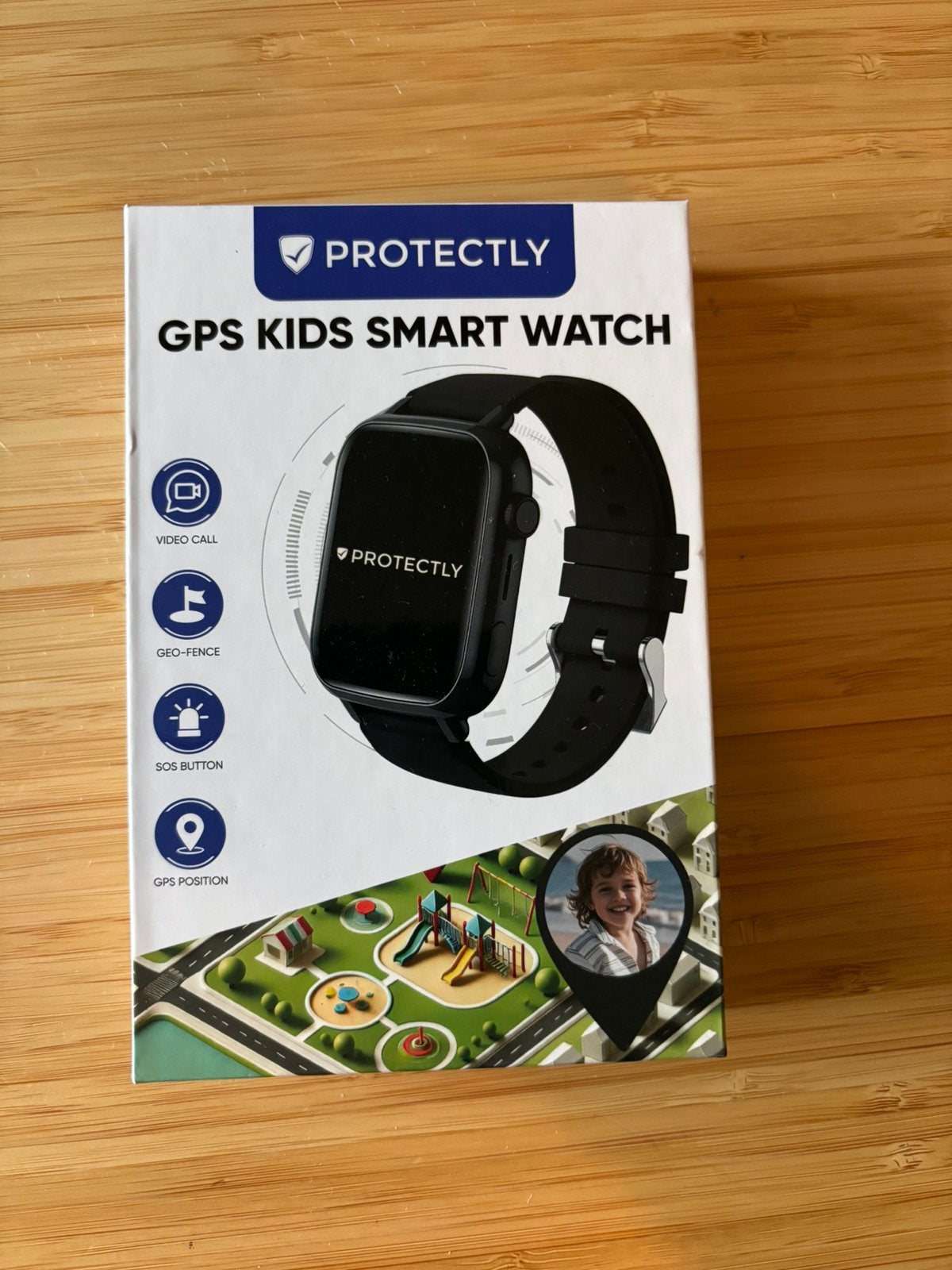 Protectly GPS Kids Smartwatch - Zwart, Zwart, Ophalen of Verzenden, Zo goed als nieuw, GPS