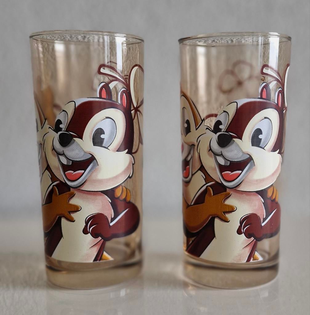 Twee Disney glazen Knabbel en Babbel, Ophalen of Verzenden, Zo goed als nieuw