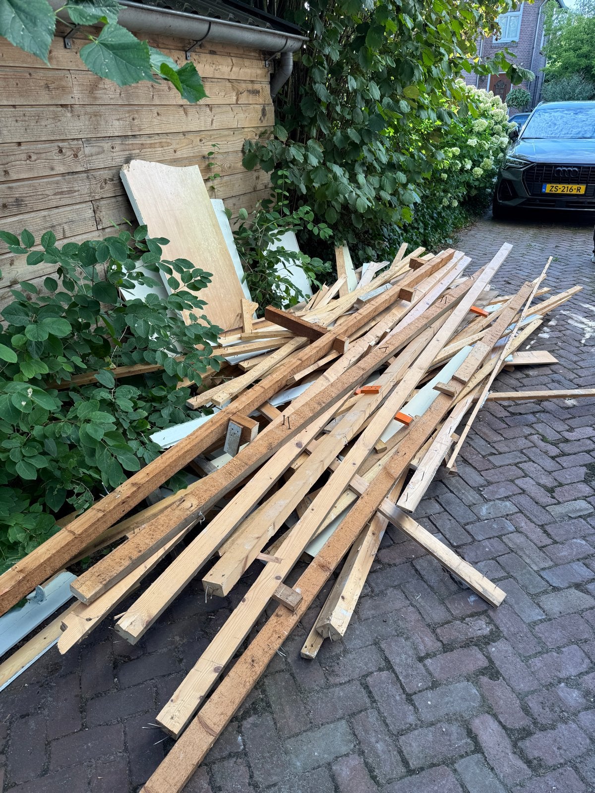 Gratis brandhout hout uit verbouwing, Ophalen, Gebruikt, 25 tot 50 mm, 300 cm of meer