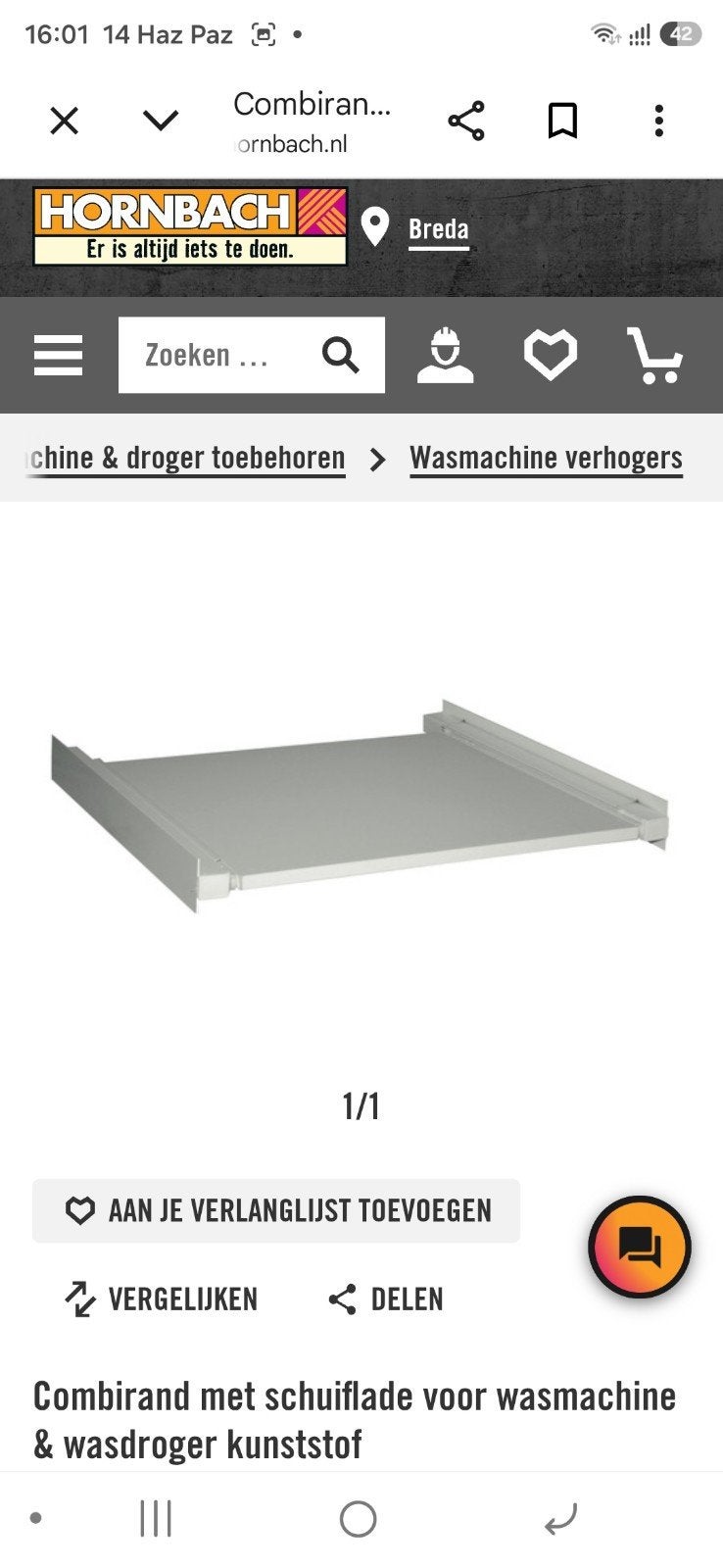 Wasmachine verhoger met uittrekbare lade, Witgoed en Apparatuur, Onderdelen en Toebehoren, Ophalen