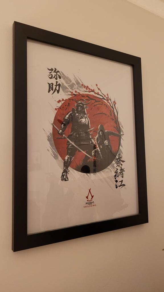 Assassin's Creed Shadows Ingelijste Print, Ophalen of Verzenden, Zo goed als nieuw, 50 tot 75 cm, Print