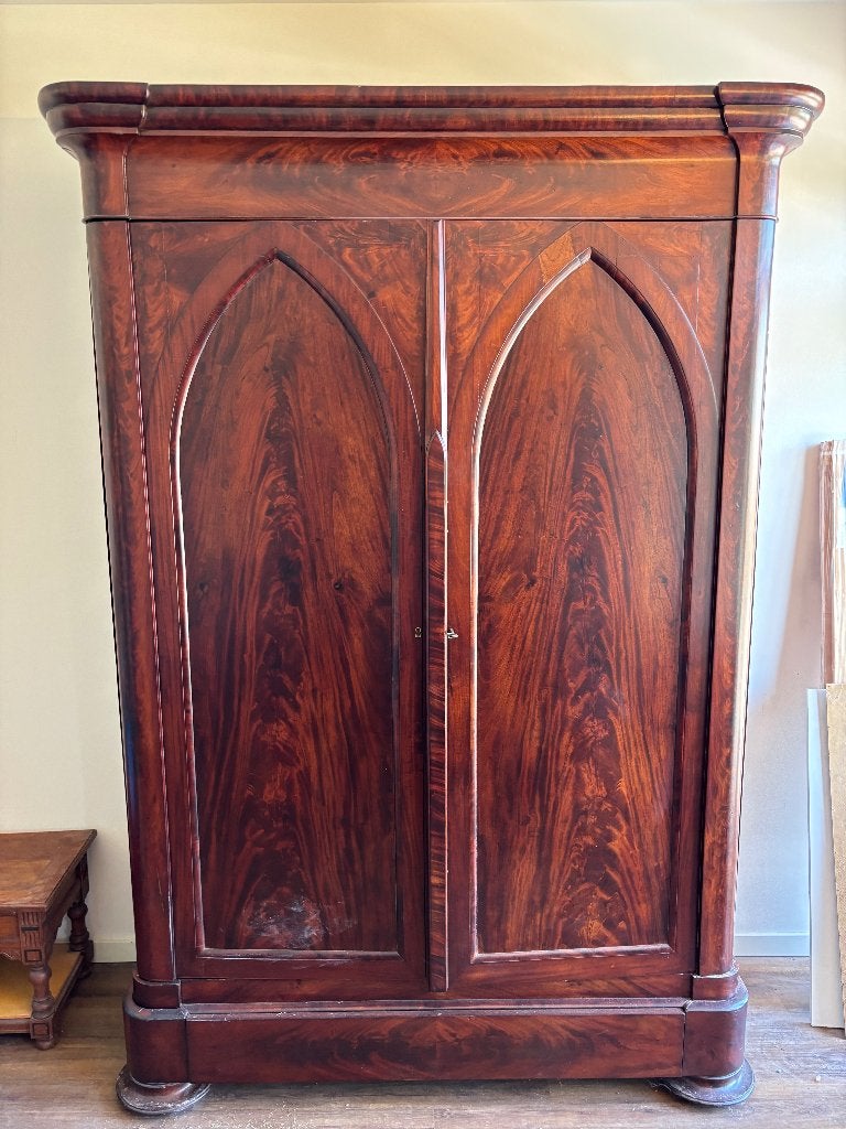 Mahoniehouten kledingkast, Antiek en Kunst, Ophalen