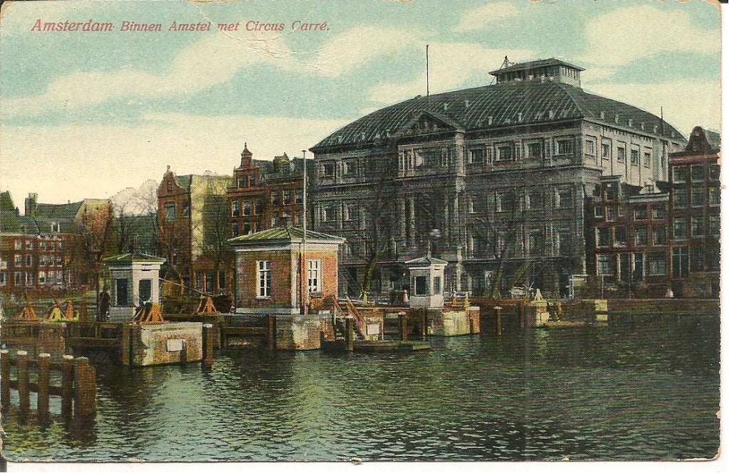Amsterdam Binnen Amstel met Circus Carré - Oude Ansichtkaart, Ophalen of Verzenden, Voor 1920, Gelopen, Noord-Holland