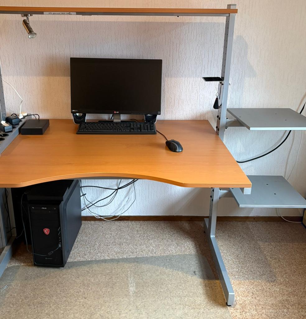 ZONDER COMPUTER ENZ Ruim bureau met opbouw en opbergplanken, Huis en Inrichting, Bureaus, Ophalen, Opbergruimte, Spaanplaat of MDF