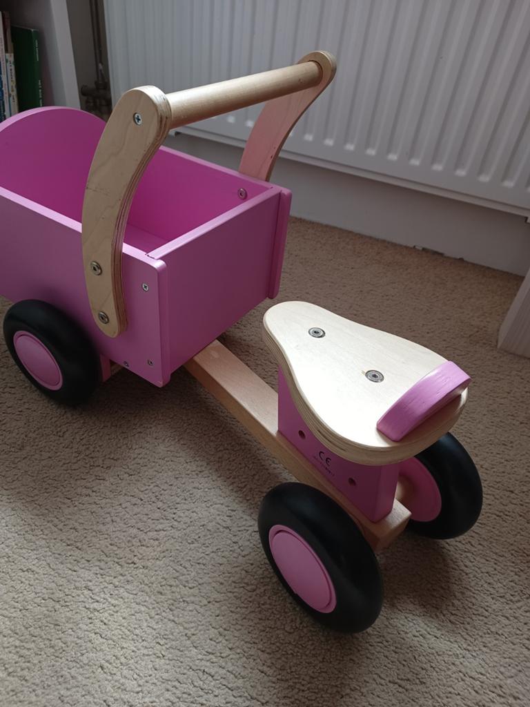 Houten Roze Bakfiets voor Kinderen, Fietsen en Brommers, Fietsen | Bakfietsen, Ophalen, Gebruikt, 1 kind, Overige merken