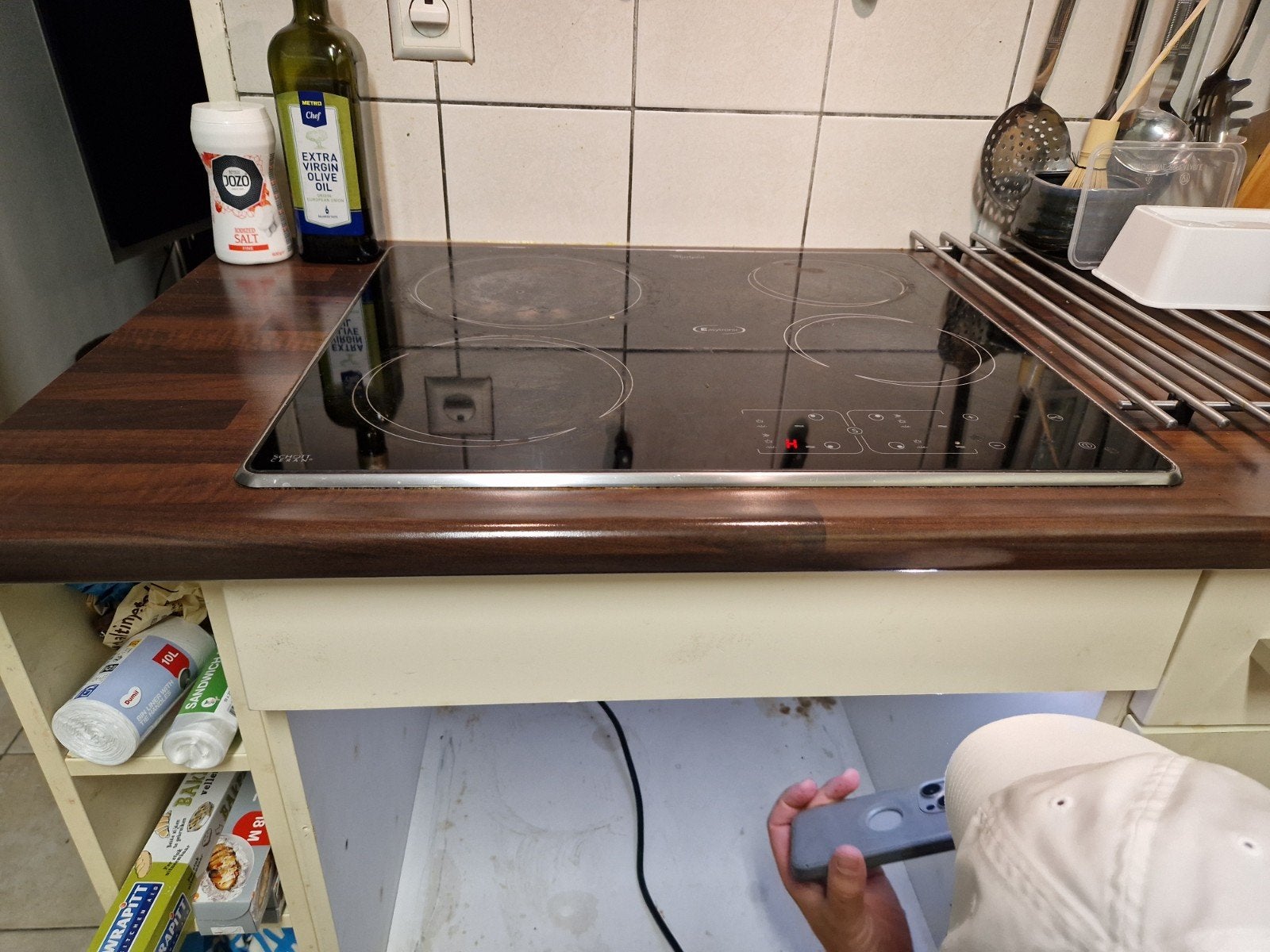 Whirlpool inbouw keramische kookplaat met 4 pits- 2 weekend, Ophalen, Gebruikt, Wandkapstok, Minder dan 100 cm