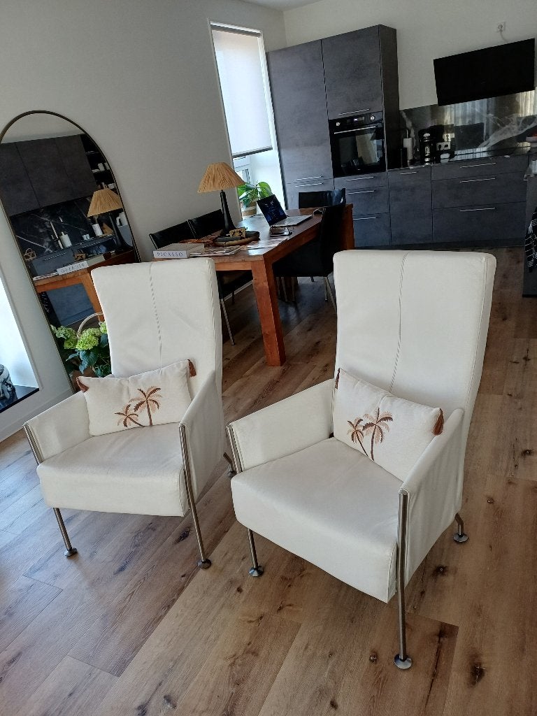 2 wit leren stoelen TOPFORM, Ophalen, Gebruikt, Twee, Wit