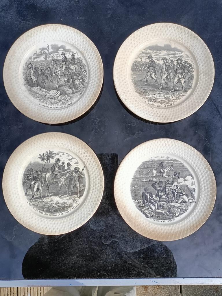 Antieke Petrus Regout Napoleon bordjes (4 stuks) - 1840, Antiek en Kunst, Ophalen of Verzenden