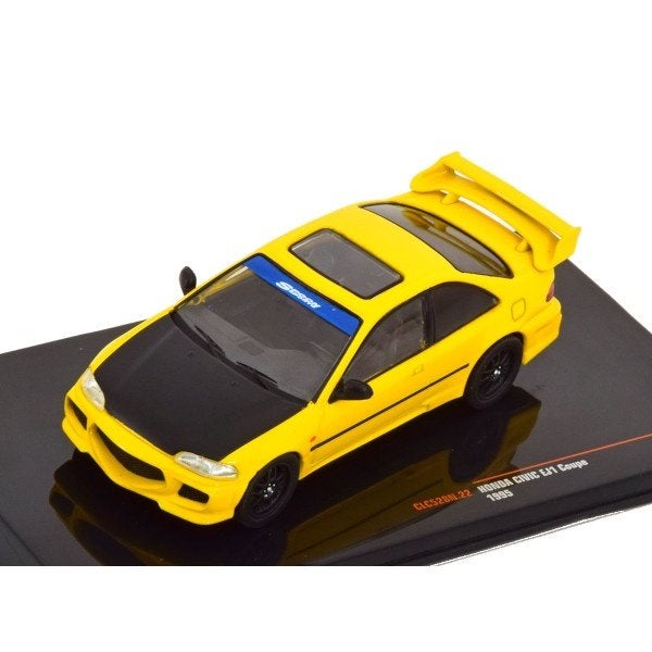 Honda Civic EJ1 1995 Geel Zwart Schaal 1/43 Ixo Models, Overige merken, Ixo Models, Auto, Ixo Models