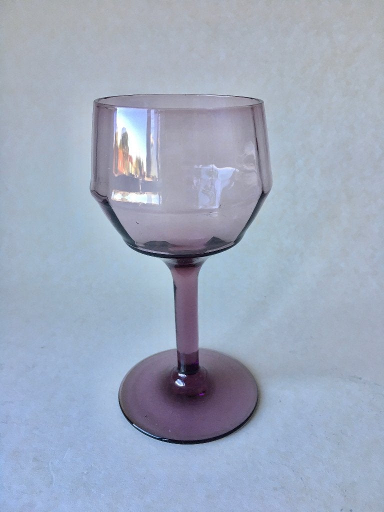 Art deco paarse (mangaan glas )glaasjes, 6 stuks, Antiek en Kunst, Ophalen of Verzenden