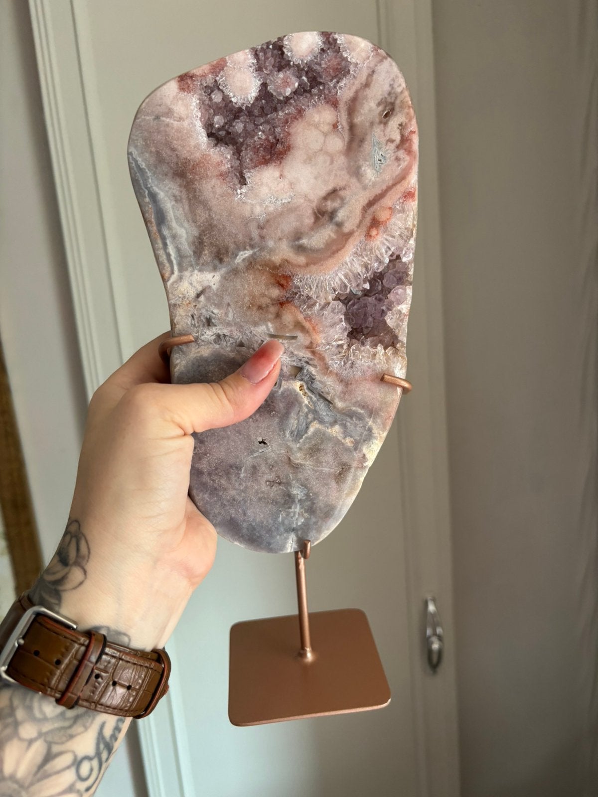Roze amethist slab, Ophalen