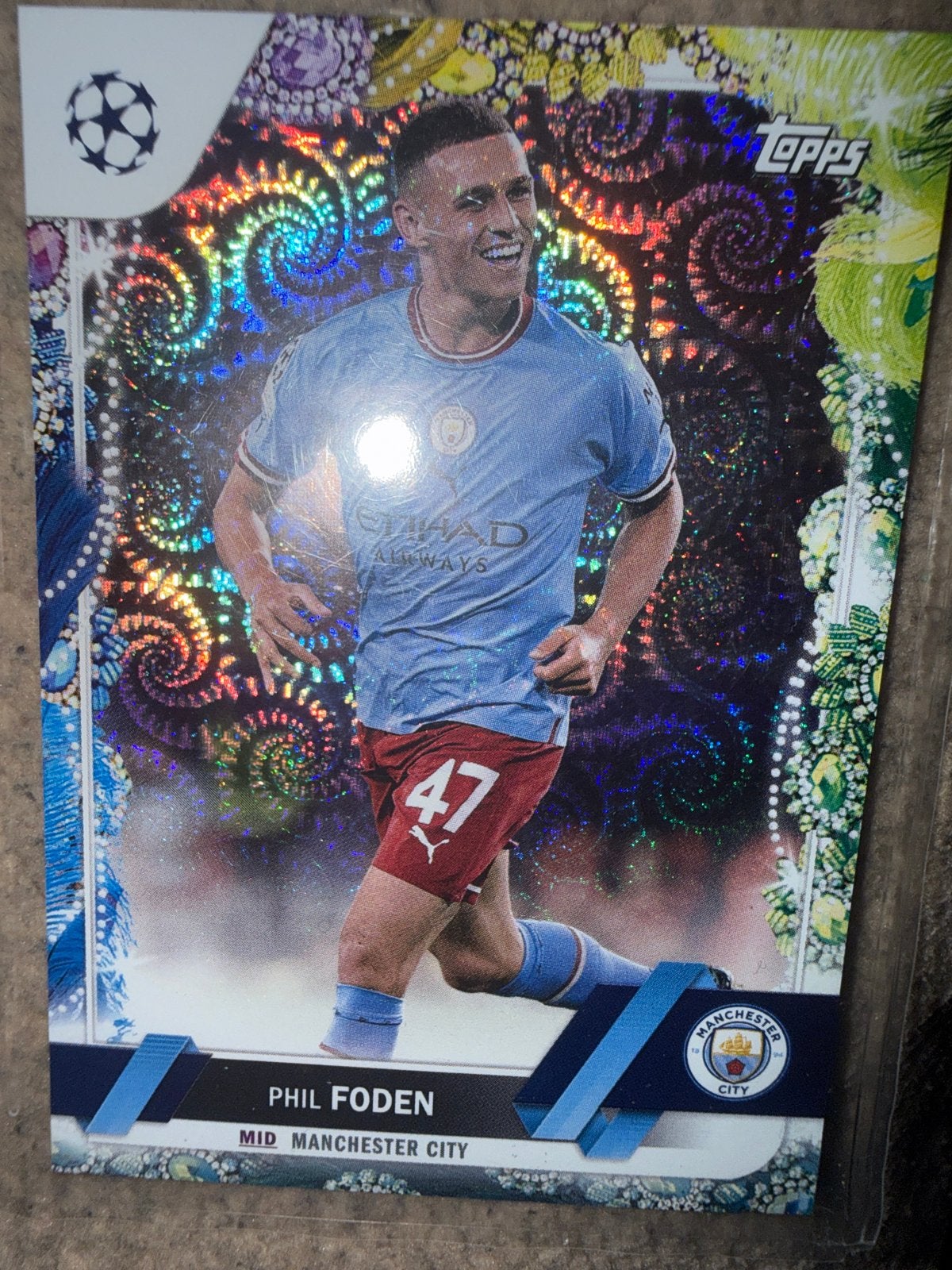 Phil Foden Topps Champions League Kaart Manchester City, Ophalen of Verzenden, Zo goed als nieuw, Buitenlandse clubs, Spelerskaart