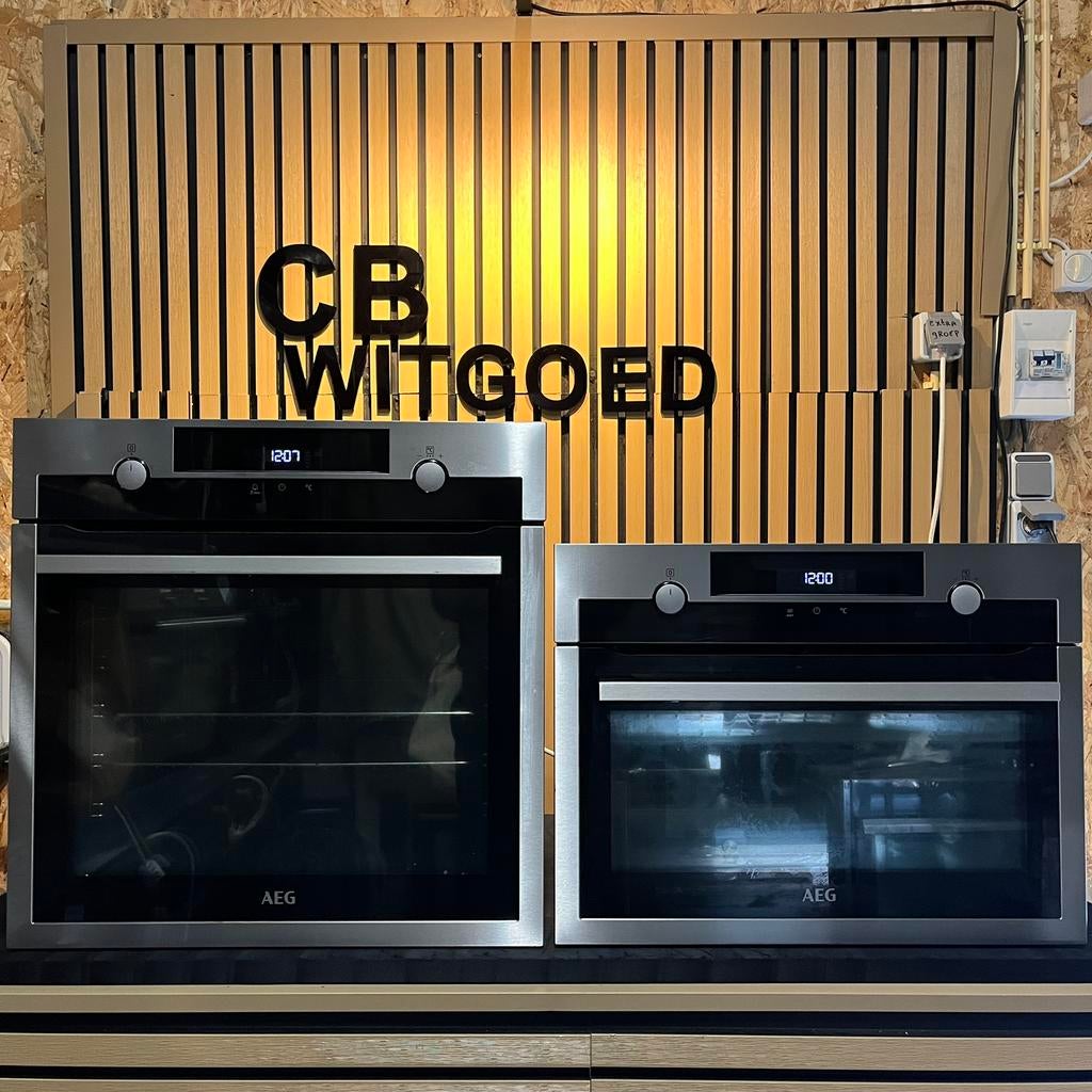 Luxe AEG set combi oven magnetron + solo oven, Ophalen, Refurbished, Oven met grill, Inbouw