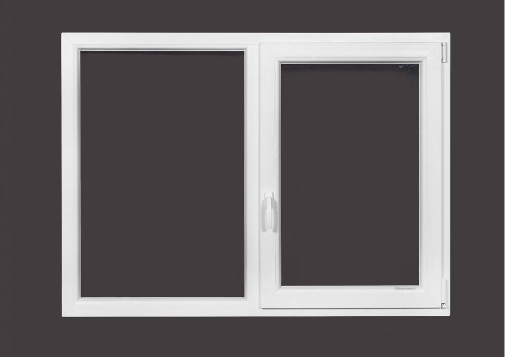 Kunststof vast-draaikiep kozijn b150 x h110 RAL 7016 / 9016, Kunststof, Raamkozijn, Niet ingevuld, Nieuw