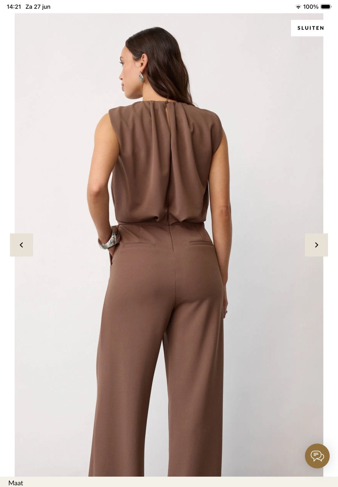 Co ,Couture Elegante bruine jumpsuit met wijde pijpen, Kleding | Dames, Ophalen of Verzenden, Zo goed als nieuw, Maat 42/44 (L)