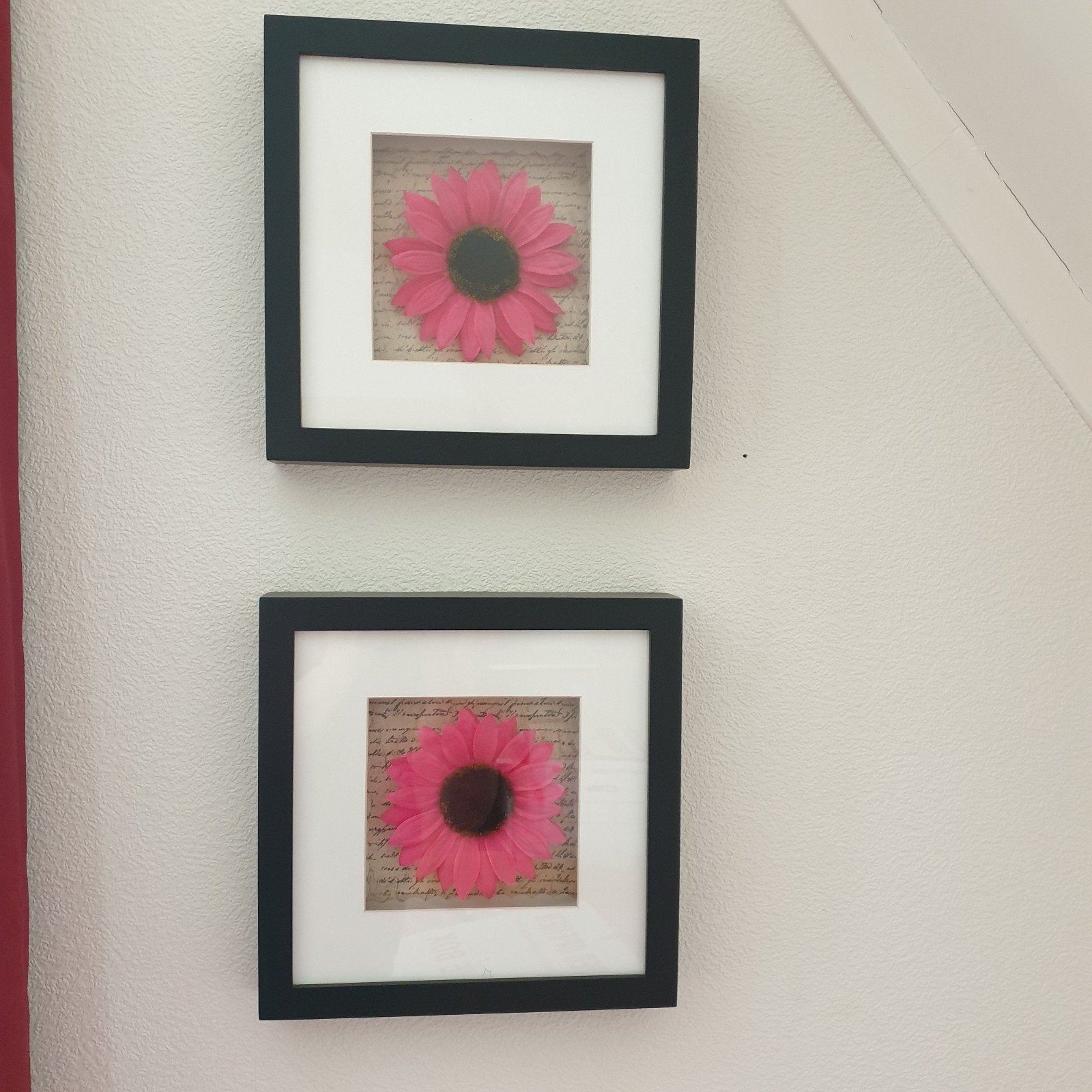 2 Schilderijen met bloemen. Gerbera., Ophalen of Verzenden, Zo goed als nieuw, Minder dan 50 cm, Schilderij