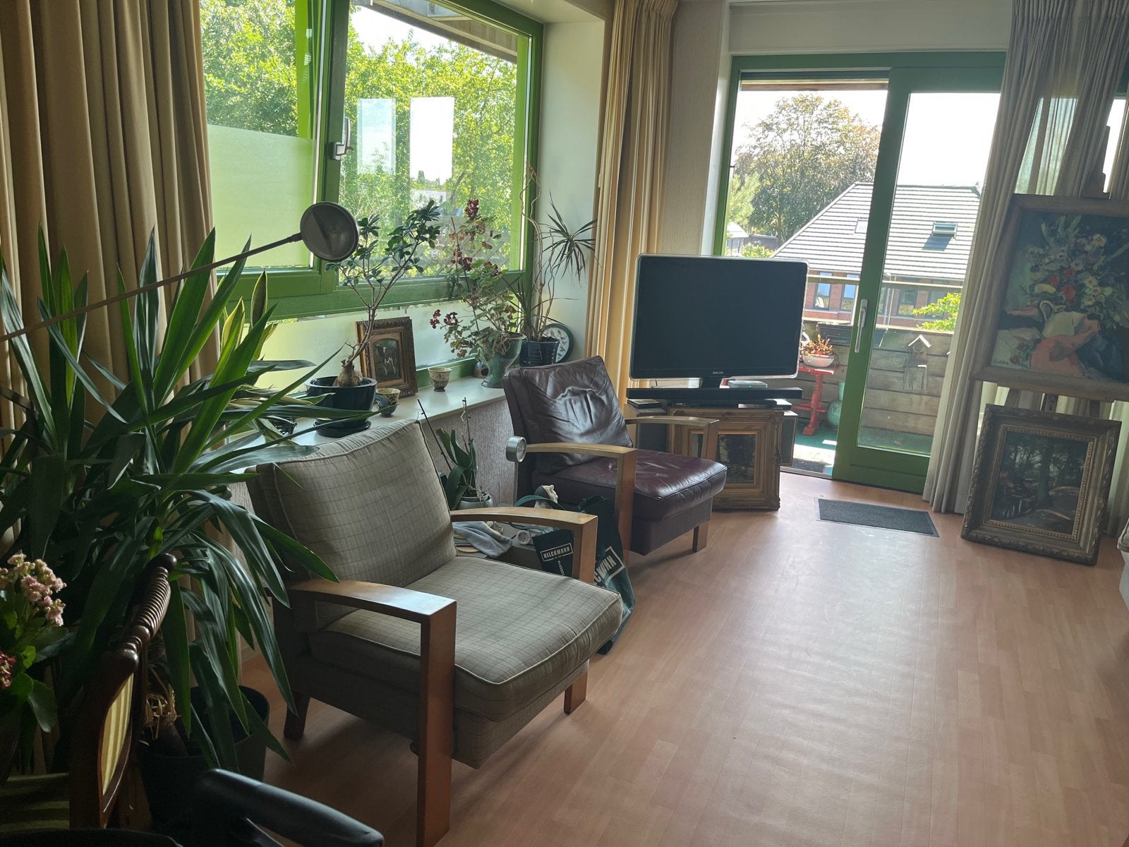 Gratis vinyl vloer (ca. 70m2) en gordijnen zelf verwijderen, Ophalen, Gebruikt, 50 tot 75 m², Vinyl