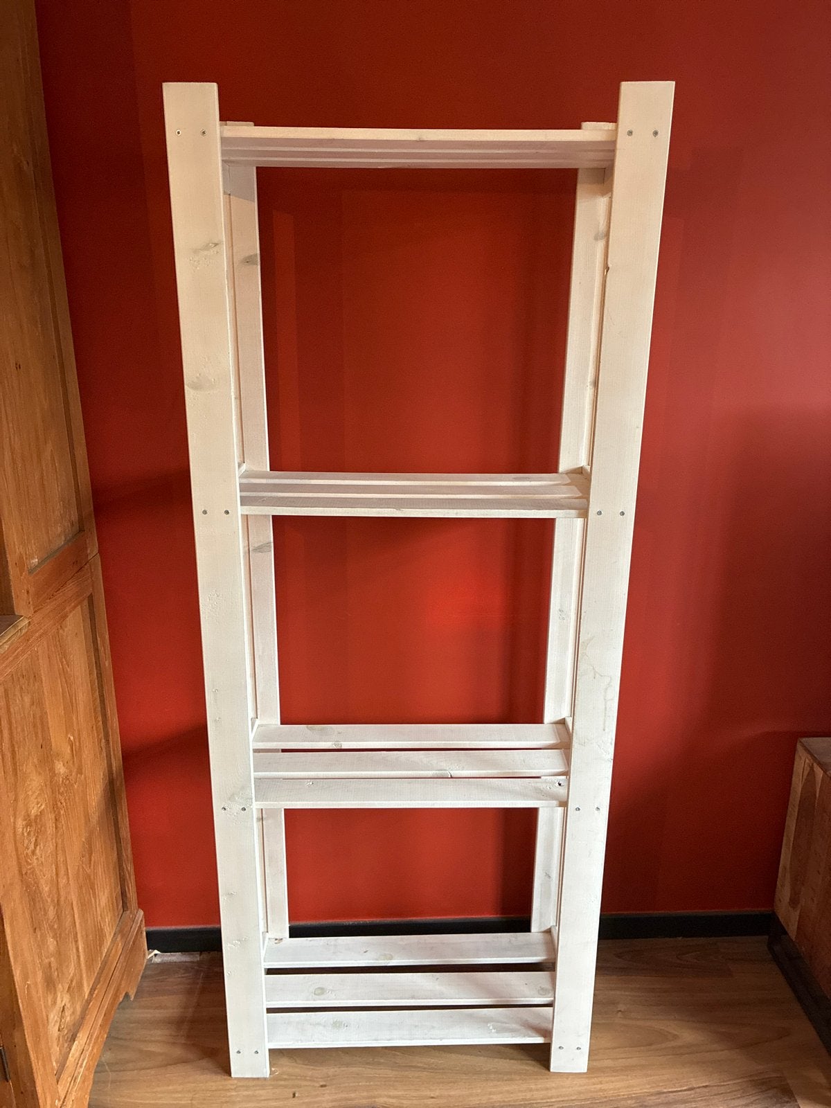 Houten rek wit - 159x63,5x28 cm, Ophalen, Gebruikt