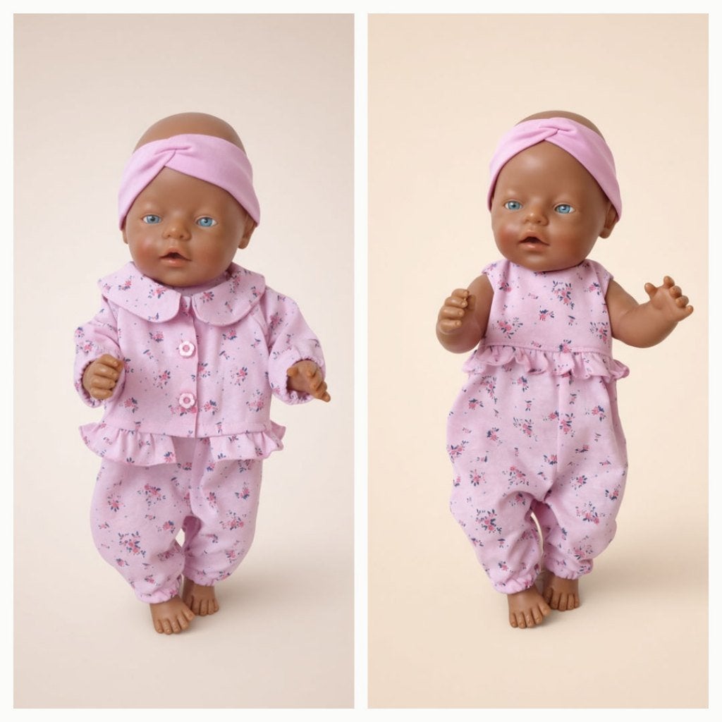 Roze kledingsetje past babypop 43 cm, Ophalen, Nieuw, Babypop