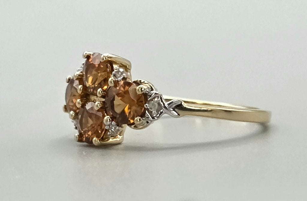 Gouden Vintage ring oranje gele saffier en diamant.2026/440, Sieraden, Tassen en Uiterlijk, Ringen, Overige kleuren, ., Ophalen of Verzenden